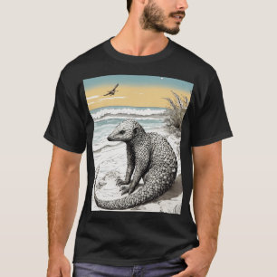Camiseta Yoga Pangolin na praia: Ilustra Intrata