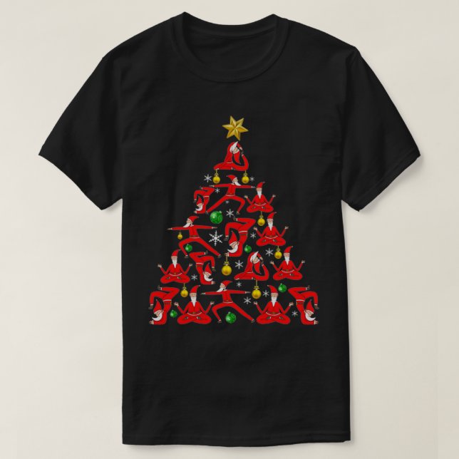 Camiseta Yoga papais noeis Tree Engraçado Xmas (Frente do Design)