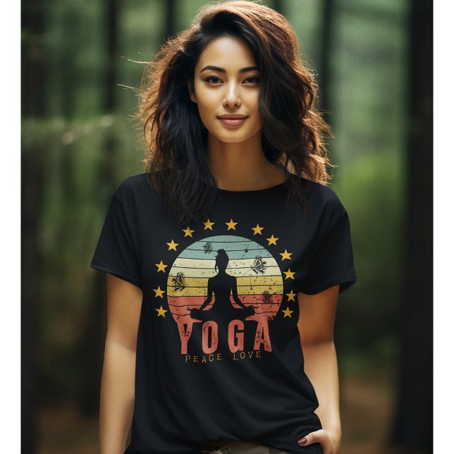Camiseta Yoga Peace Love Pilata Zen Exercise Tshirt (Criador carregado)