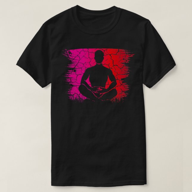 Camiseta Yoga Pose Retro Vintage Sunset 11 (Frente do Design)
