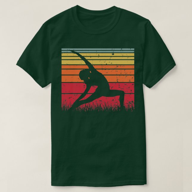 Camiseta Yoga Pose Retro Vintage Sunset 16 (Frente do Design)