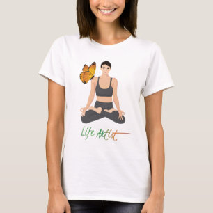 Camiseta Yoga Professional Life Artist Slogan Butterfly