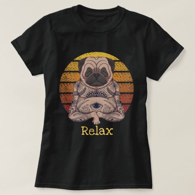 Camiseta Yoga Pug (Frente do Design)