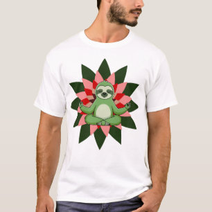 Camiseta Yoga Relaxamento com Arte Floral Elegante