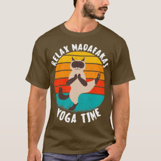Camiseta yoga retro madafakas siamês fazendo yogaT