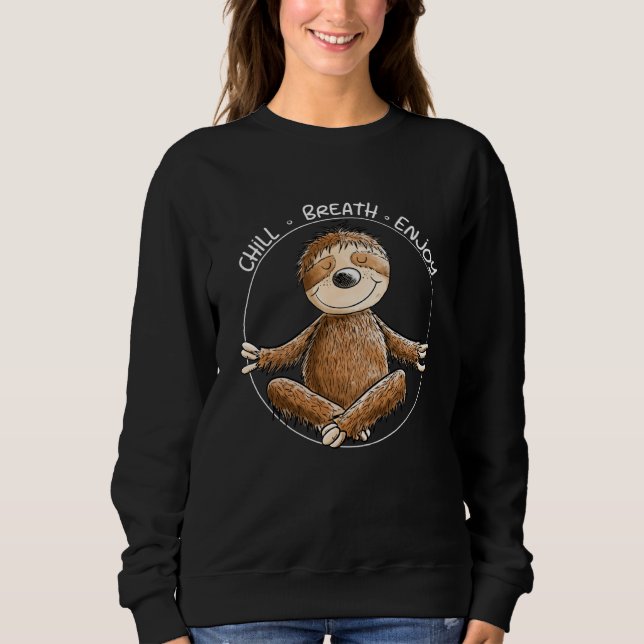 Camiseta Yoga Sloth Chill Breath Enjoy Slogan Meditation (Frente)