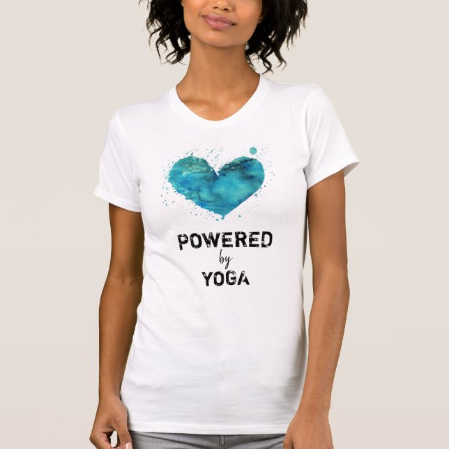 Camiseta *~* Yoga Turquoise Blue Watercolor Coração (Frente)