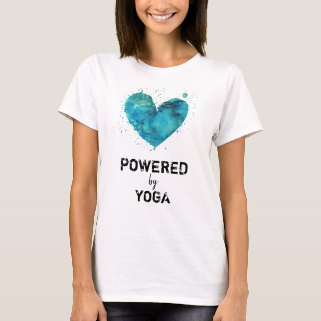Camiseta *~* Yoga Turquoise Blue Watercolor Coração (Frente)