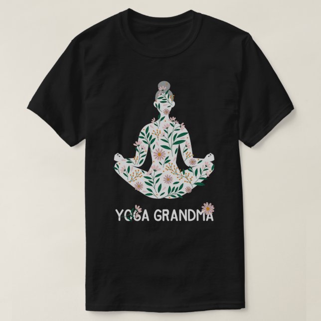 Camiseta Yoga Vovó Meditação Tee Pilates Acima Avô (Frente do Design)