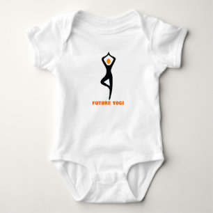 Camiseta Yogi futuro, yoga árvore posam preto, laranja pers
