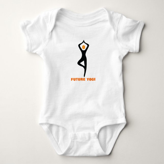 Camiseta Yogi futuro, yoga árvore posam preto, laranja pers (Frente)