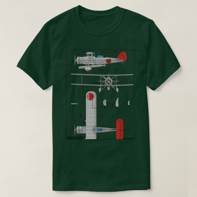 Camiseta Yokosuka B4Y Japonês WW2 Biplane Torpedo Bombardei (Frente do Design)