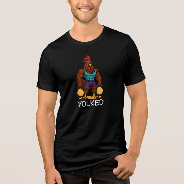 Camiseta Yolked Rooster – Funny Strong Chicken Kettlebell (Frente)