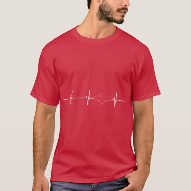 Camiseta Yooper Heartbeat Península Superior De Michigan SI (Frente)