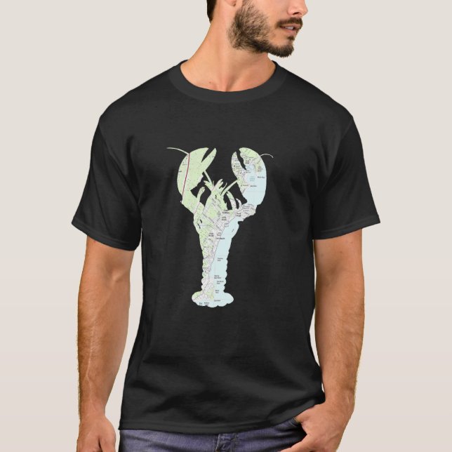Camiseta York Beach ME Lobster Map Silhouette (Frente)