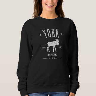 Camiseta York Maine Usa With Moose Distressed Souvenir  