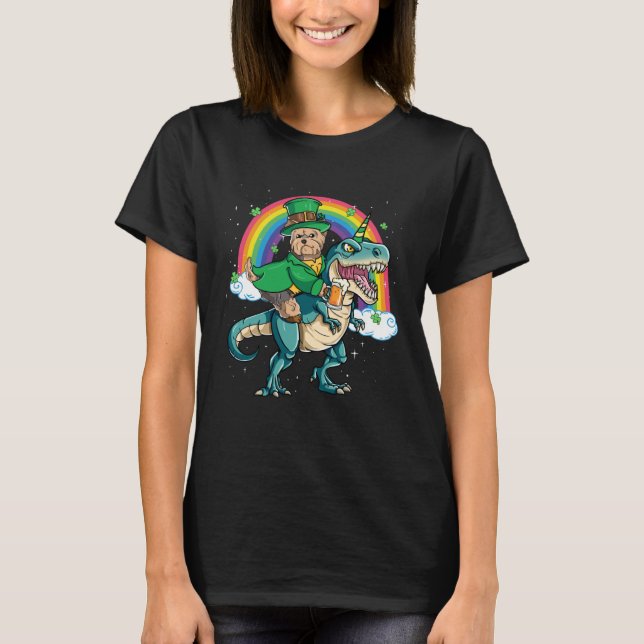 Camiseta Yorkie Beer Dino Rex Horn Rainbow Dog (Frente)