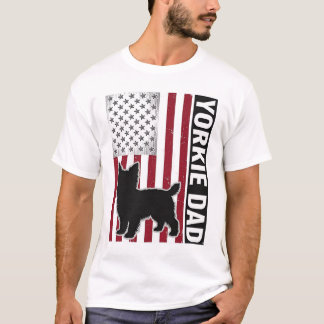 Camiseta Yorkie Dad Patriotic Vintage Engraving Dog Shirt D