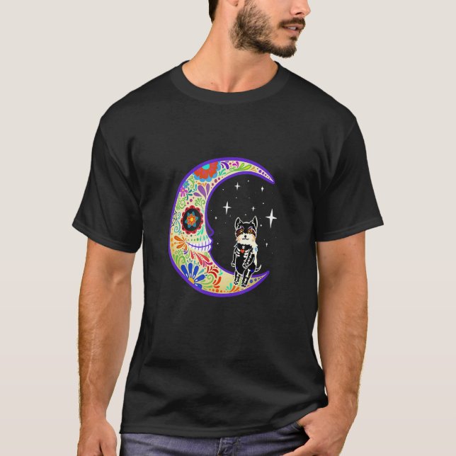 Camiseta Yorkie Dia De Los Muertos Skeleton Sugar Skeleton (Frente)