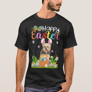 Camiseta Yorkie Dog Bunny Egg caçando Felz pascoa Yorkie