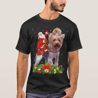 Camiseta Yorkie Dog Xmas Papais noeis Engraçados Andando Yo