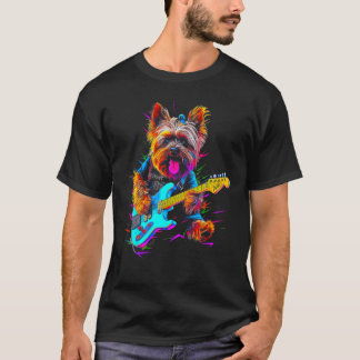 Camiseta Yorkie Dog Yorkshire Terrier Guitarist