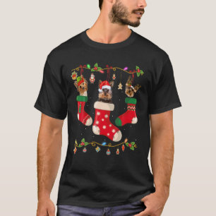 Camiseta Yorkie em Meias Cachorro de Natal Gato Suado X