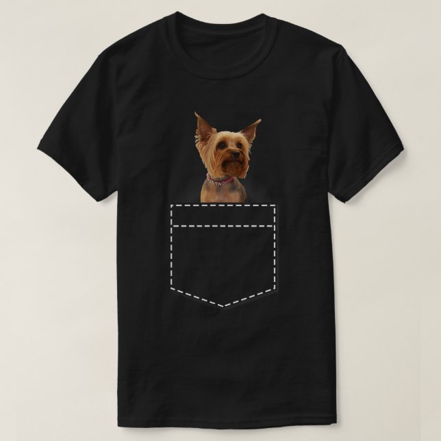 Camiseta Yorkie Em Pocket Yorkshire Terrier  (Frente do Design)