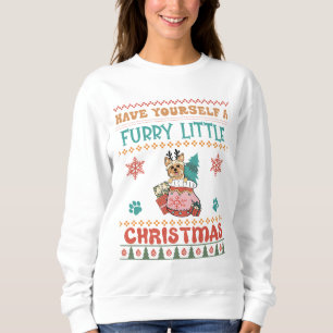 Camiseta Yorkie Furry Pequeno Natal