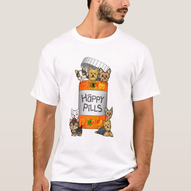 Camiseta Yorkie Happy Pills (Frente)
