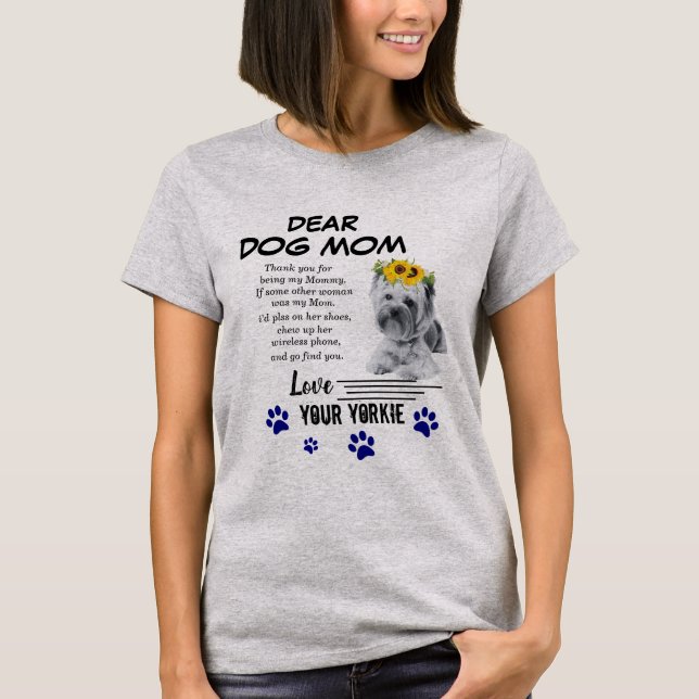 Camiseta Yorkie Mãe Poema Espacial (Frente)