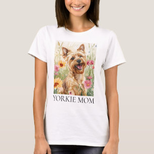 Camiseta Yorkie Mamãe Shirt - Watercolor Dog Dift Tee
