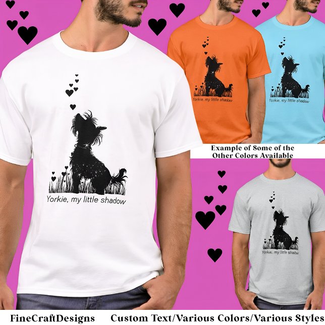 Camiseta Yorkie My Little Shadow Hearts Love Silhouette E7 (Criador carregado)