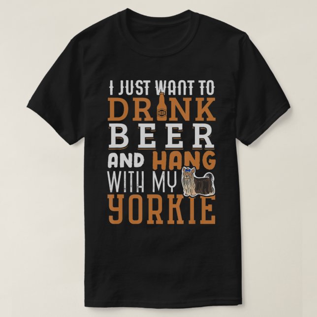 Camiseta Yorkie Pai Funny Yorkshire Terrier Dog Lover Beer (Frente do Design)