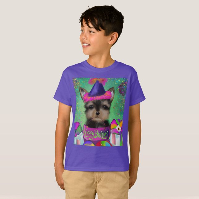 CAMISETA YORKIE POO ANIVERSÁRIO     (Frente Completa)