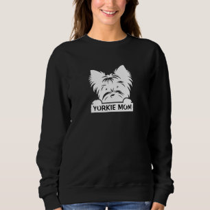 Camiseta Yorkie Preto Espiando Silhueta Yorkie Mamãe