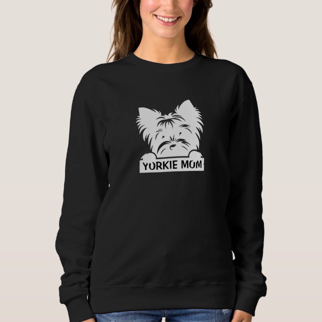 Camiseta Yorkie Preto Espiando Silhueta Yorkie Mamãe  (Frente)