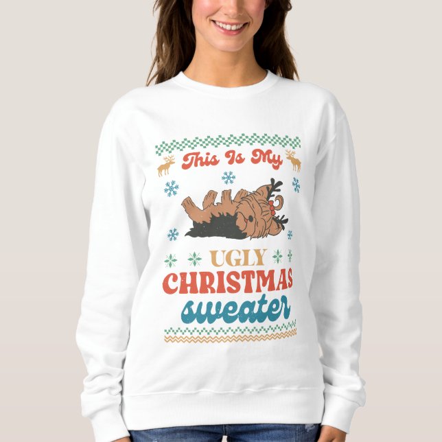 Camiseta Yorkie Ugly Christmas Sweater (Frente)