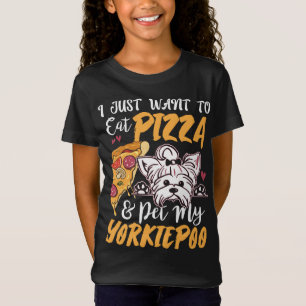 Camiseta Yorkiepoo Cachorro Pizza Engraçado Cachorro Mãe Pr