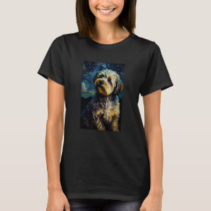 Camiseta Yorkiepoo em pintura noturna estrelada Cachorro Pa