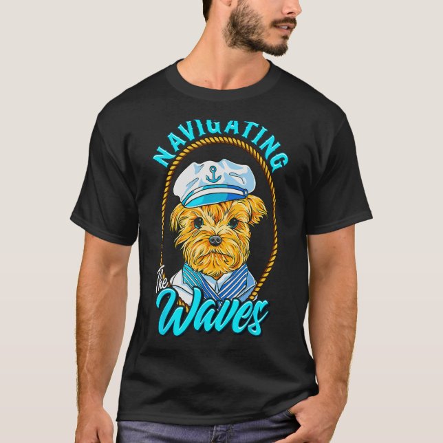 Camiseta Yorkshire Sailor Navigating the Waves Yorkie Puppy (Frente)
