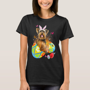Camiseta Yorkshire Terrier Bunny Ear Eggs Hunt Páscoa Costu
