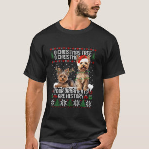 Camiseta Yorkshire Terrier Cão Cachorro Árvore de Natal Luz