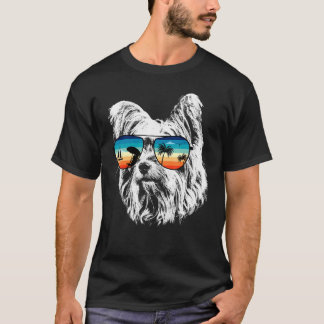 Camiseta Yorkshire Terrier com óculos escuros Rua retrógrad