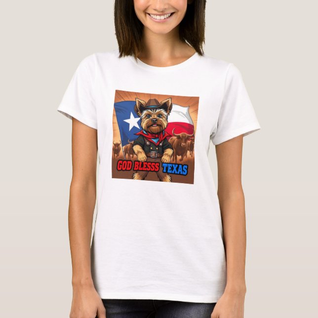 Camiseta Yorkshire Terrier Deus Abençoe Texas (Frente)