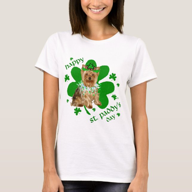 Camiseta Yorkshire Terrier Dia de São Patrício (Frente)