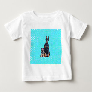 Camiseta Yorkshire Terrier Doberman Bolinhas azuis