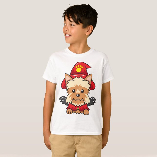 Camiseta yorkshire terrier dog com fantasia de halloween (Frente Completa)
