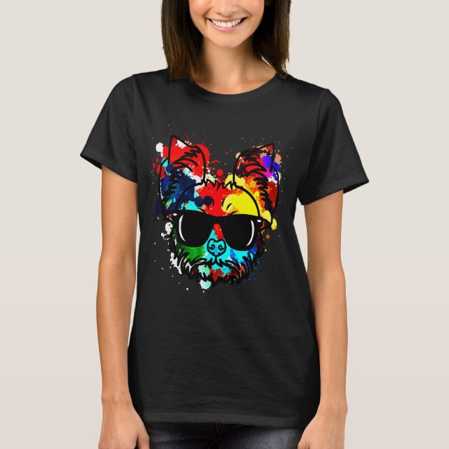 Camiseta Yorkshire Terrier Dog Paint Splat (Frente)