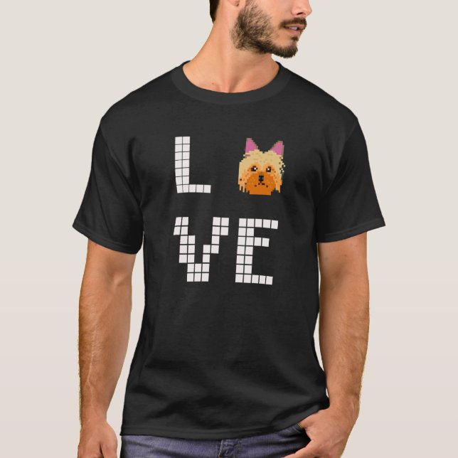 Camiseta Yorkshire Terrier Dog Pixel Art (Frente)